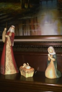 My favorite nativity scene on our mantle.